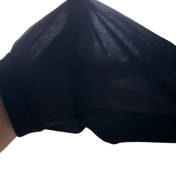 Tristan Black Bouffant Sleeve Top 3/4 Length Semi-Sheer Sleeves Crew Neck Size M - Picture 5 of 12